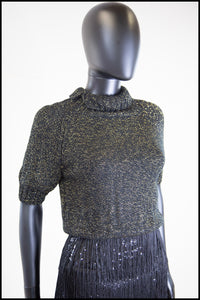 Vintage 1970s Black Gold Lurex Sweater