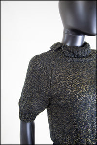 Vintage 1970s Black Gold Lurex Sweater