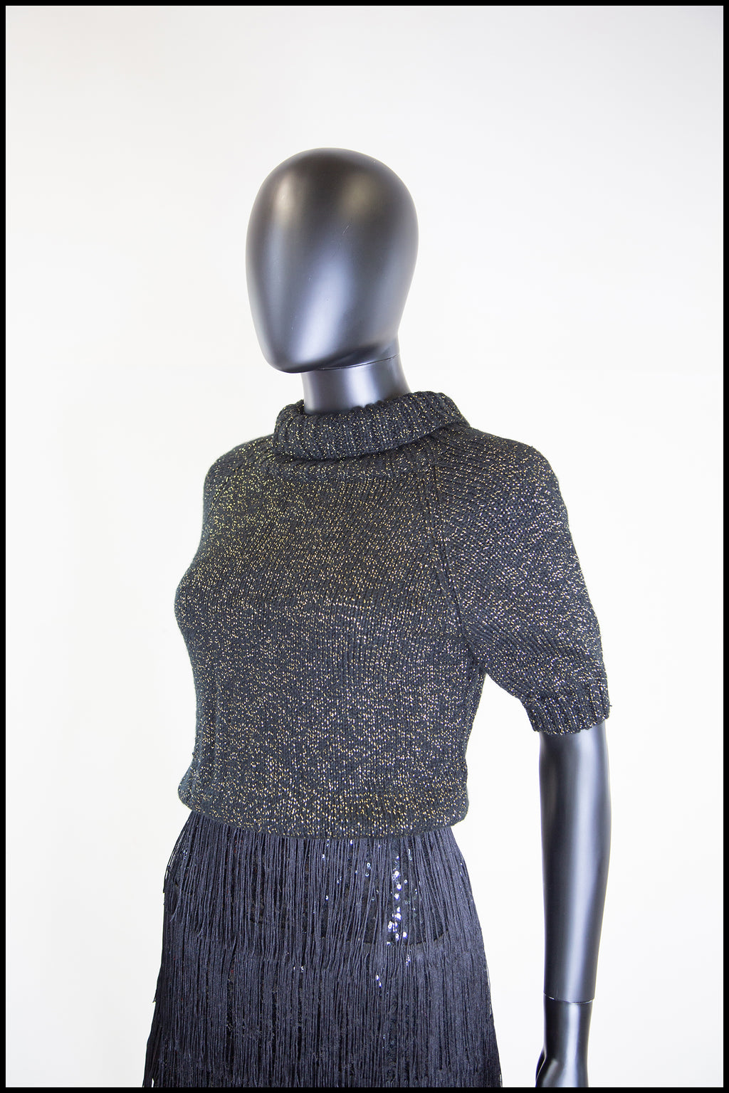 Vintage 1970s Black Gold Lurex Sweater