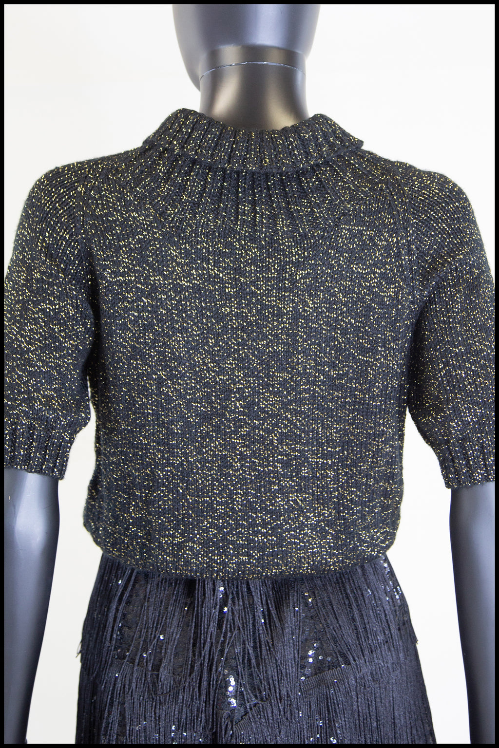 Vintage 1970s Black Gold Lurex Sweater