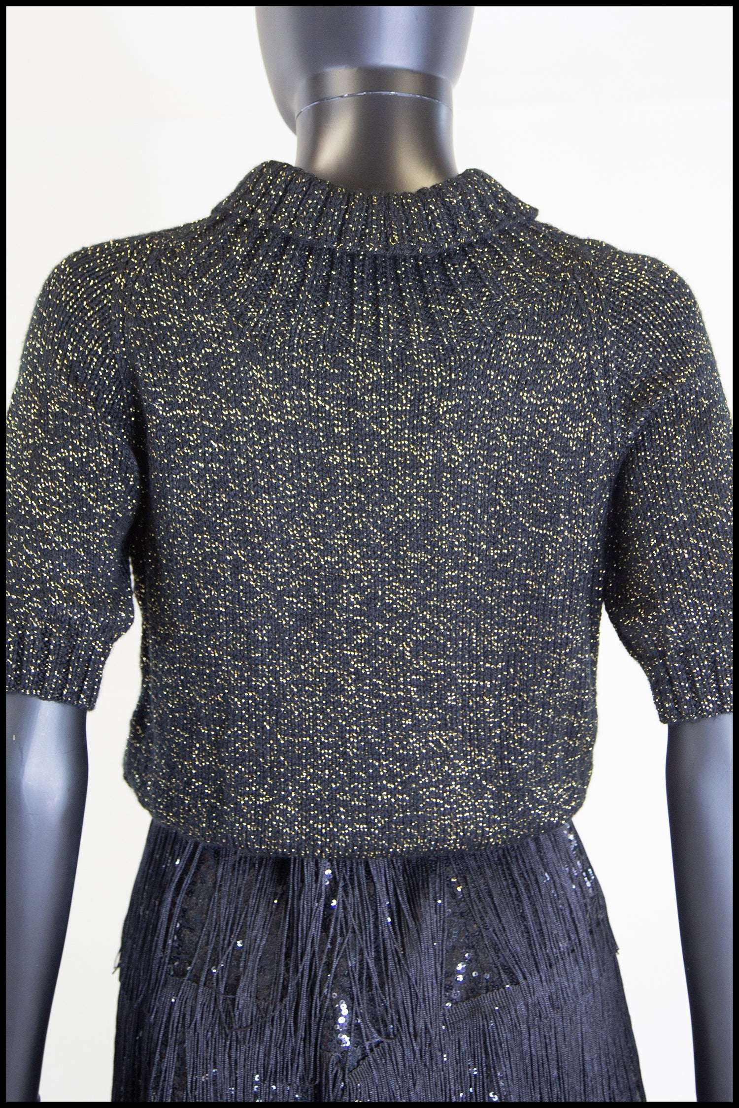 Vintage 1970s Black Gold Lurex Sweater