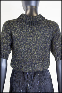 Vintage 1970s Black Gold Lurex Sweater