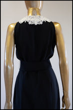 Vintage 1980s Black & White Crepe Lace Wrap Dress
