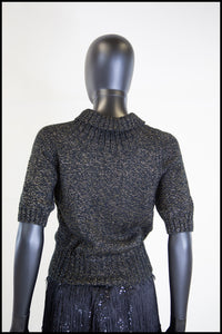 Vintage 1970s Black Gold Lurex Sweater