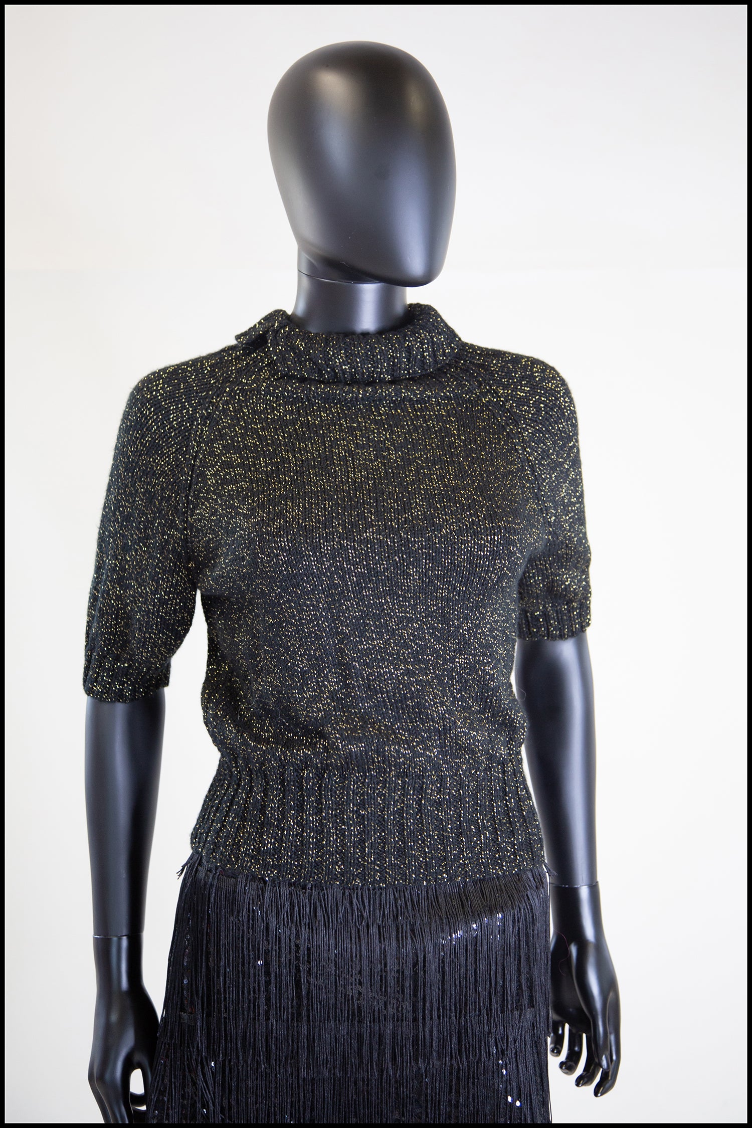 Vintage 1970s Black Gold Lurex Sweater