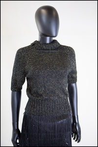 Vintage 1970s Black Gold Lurex Sweater