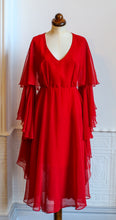 Vintage 1970s Burnt Red Chiffon Dress