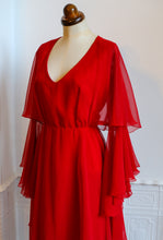 Vintage 1970s Burnt Red Chiffon Dress