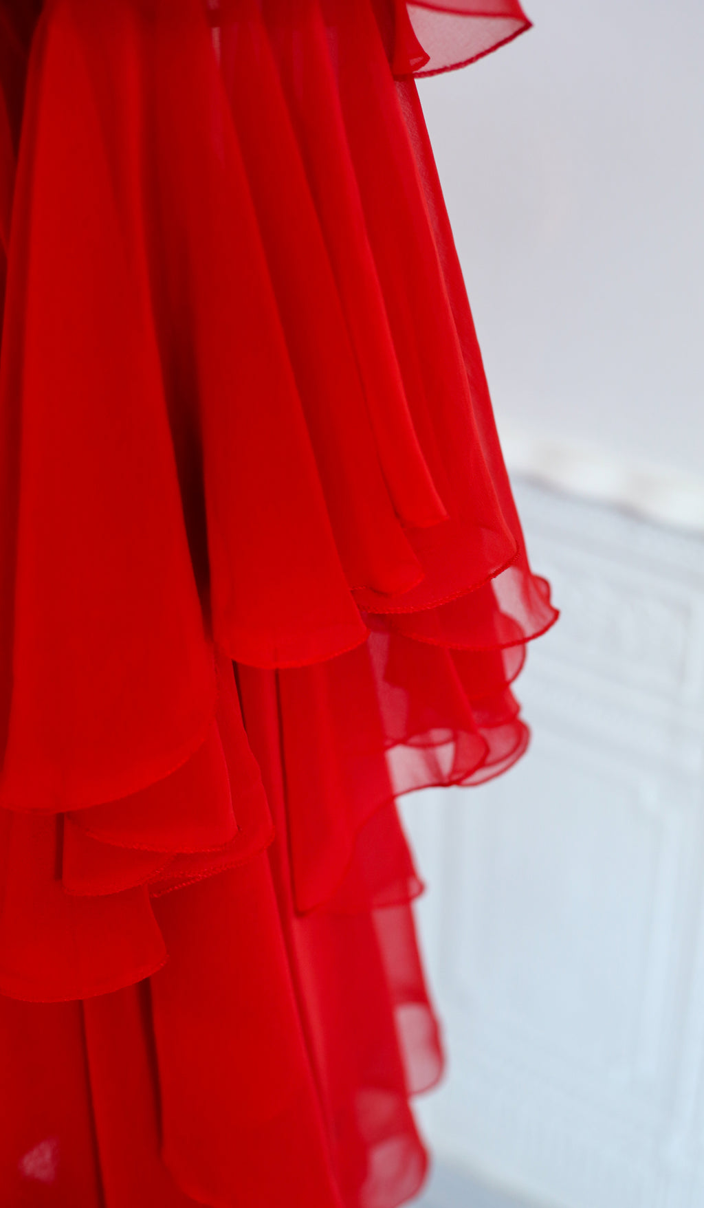 Vintage 1970s Burnt Red Chiffon Dress