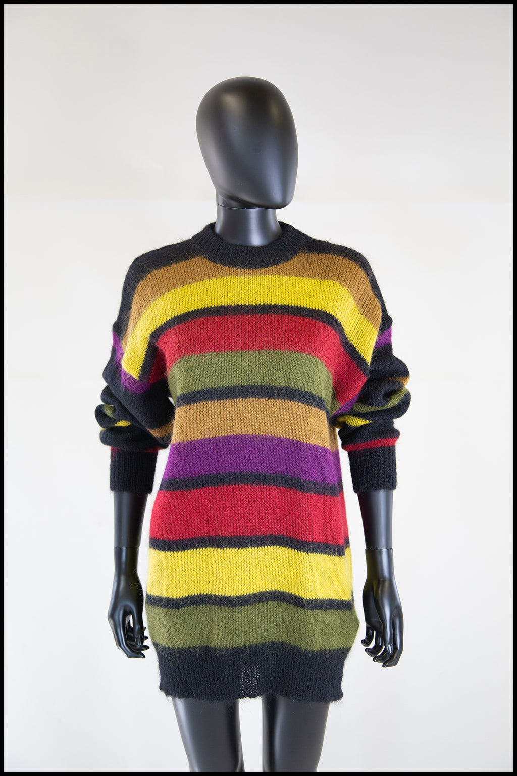 Vintage 1980s Mohair Multi Stripe Long Sweater