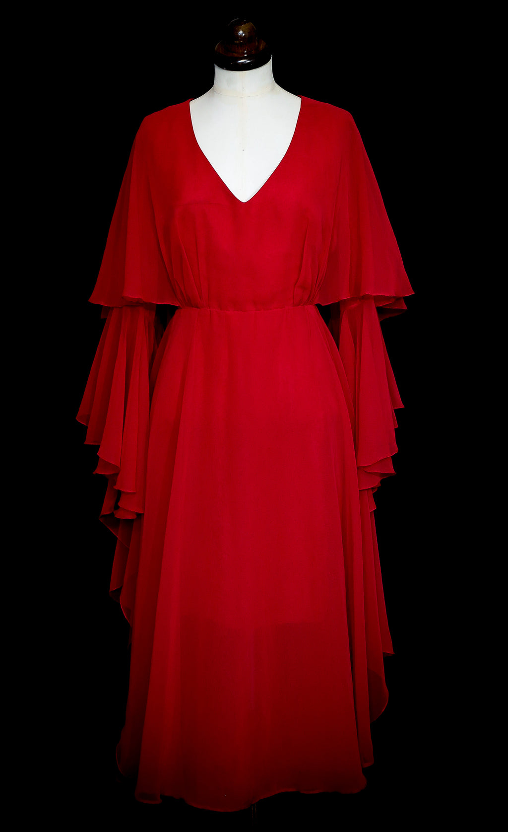 Vintage 1970s Burnt Red Chiffon Dress