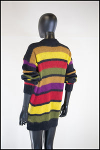 Vintage 1980s Mohair Multi Stripe Long Sweater
