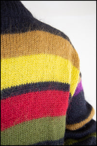 Vintage 1980s Mohair Multi Stripe Long Sweater