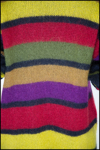 Vintage 1980s Mohair Multi Stripe Long Sweater