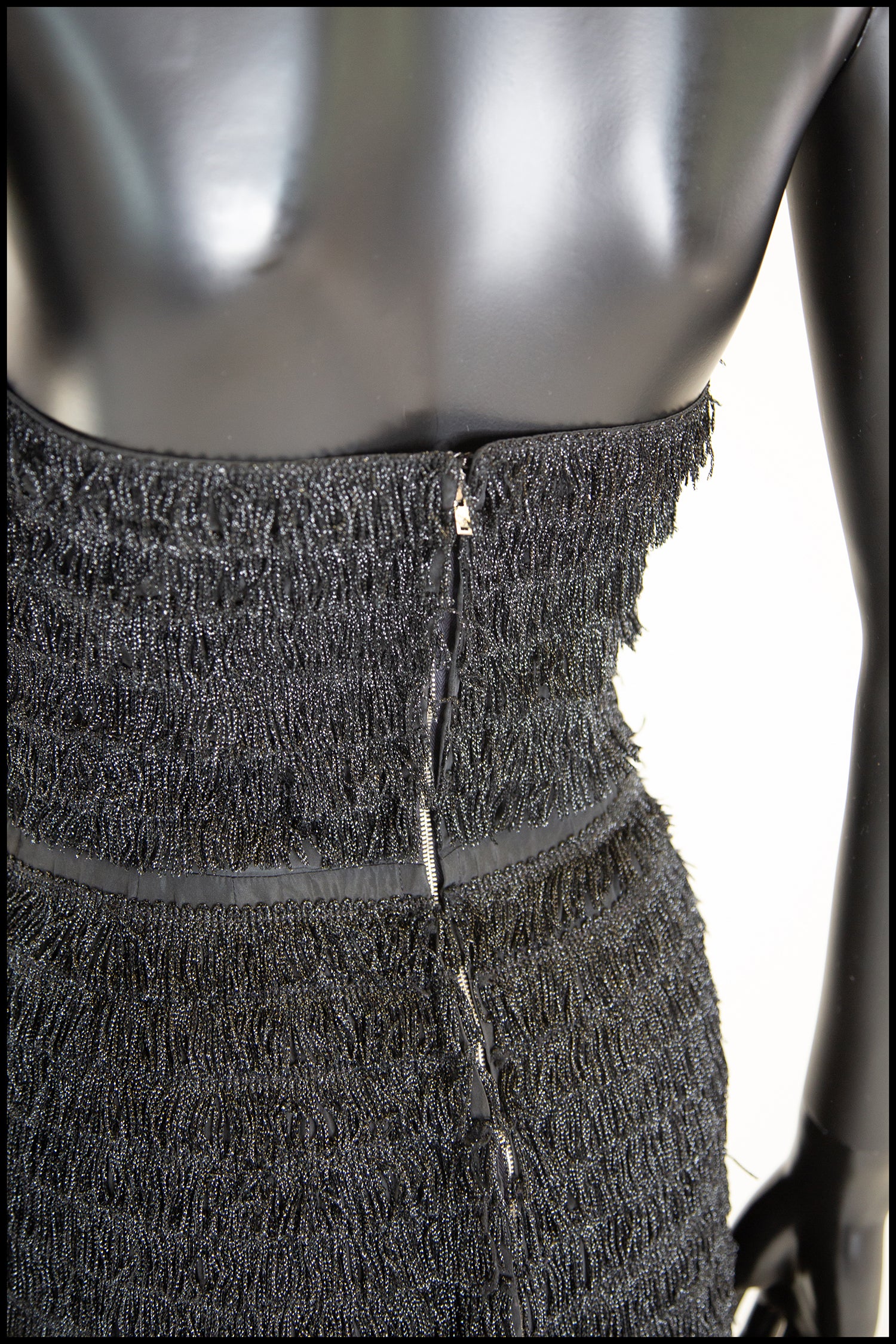Vintage 1950s Black Fringed Cocktail Dress