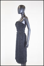 Vintage 1950s Black Fringed Cocktail Dress
