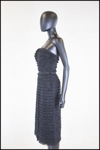 Vintage 1950s Black Fringed Cocktail Dress