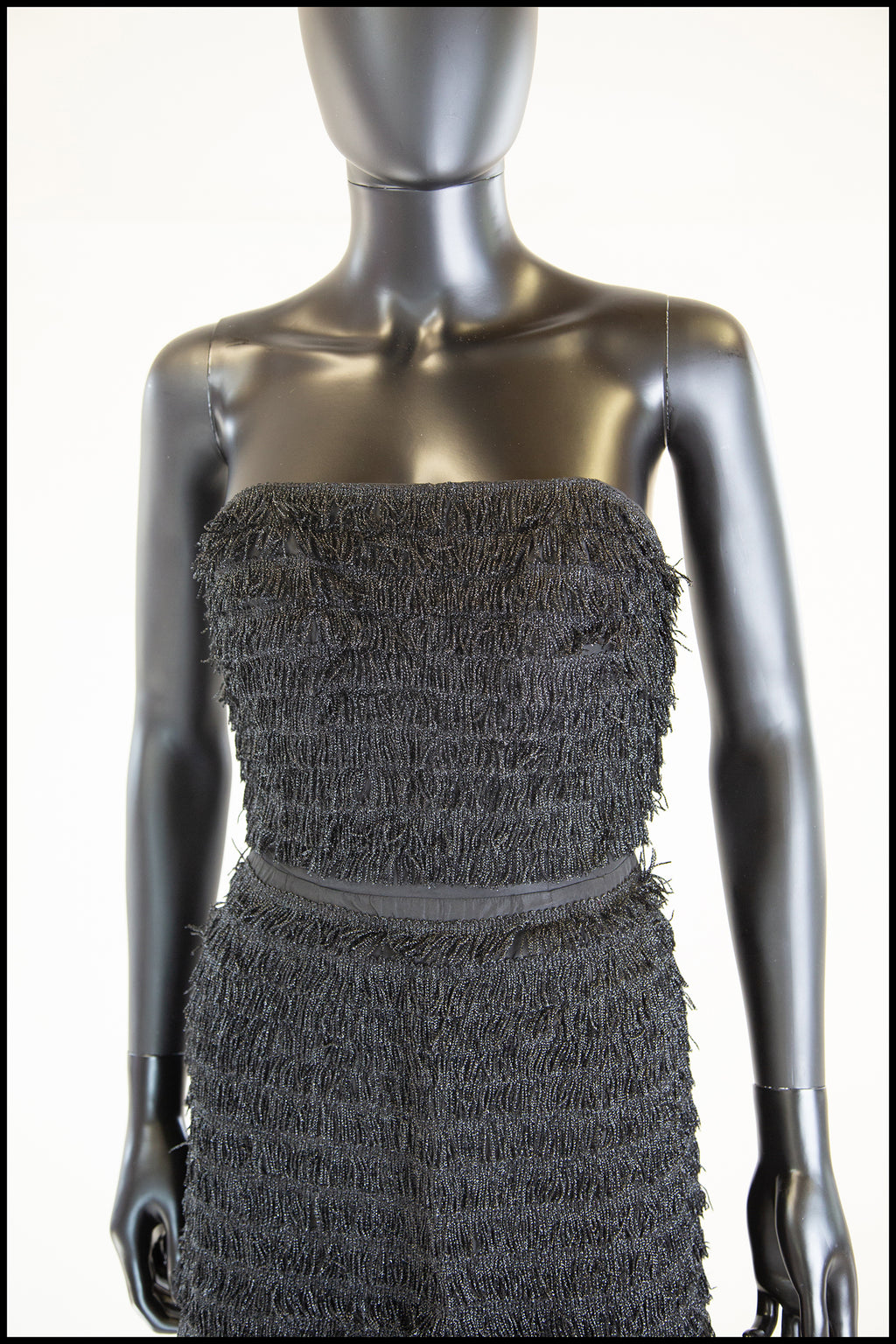 Vintage 1950s Black Fringed Cocktail Dress