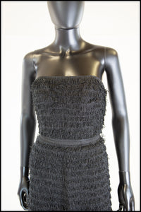 Vintage 1950s Black Fringed Cocktail Dress