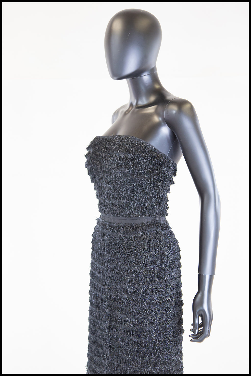 Vintage 1950s Black Fringed Cocktail Dress