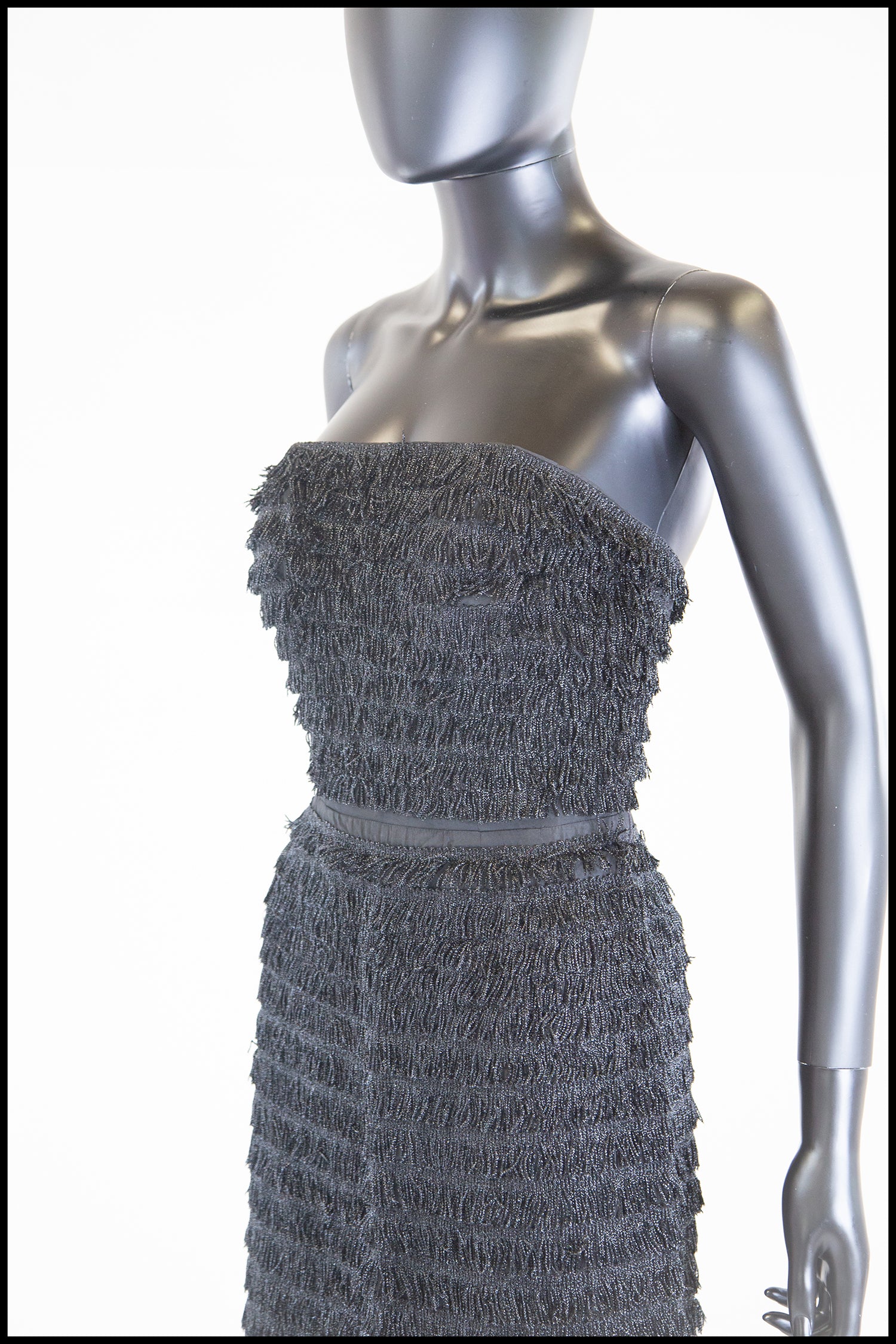 Vintage 1950s Black Fringed Cocktail Dress