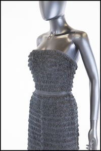 Vintage 1950s Black Fringed Cocktail Dress