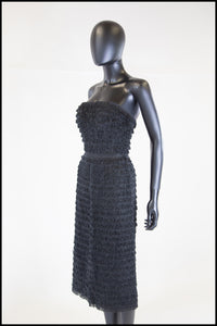 Vintage 1950s Black Fringed Cocktail Dress