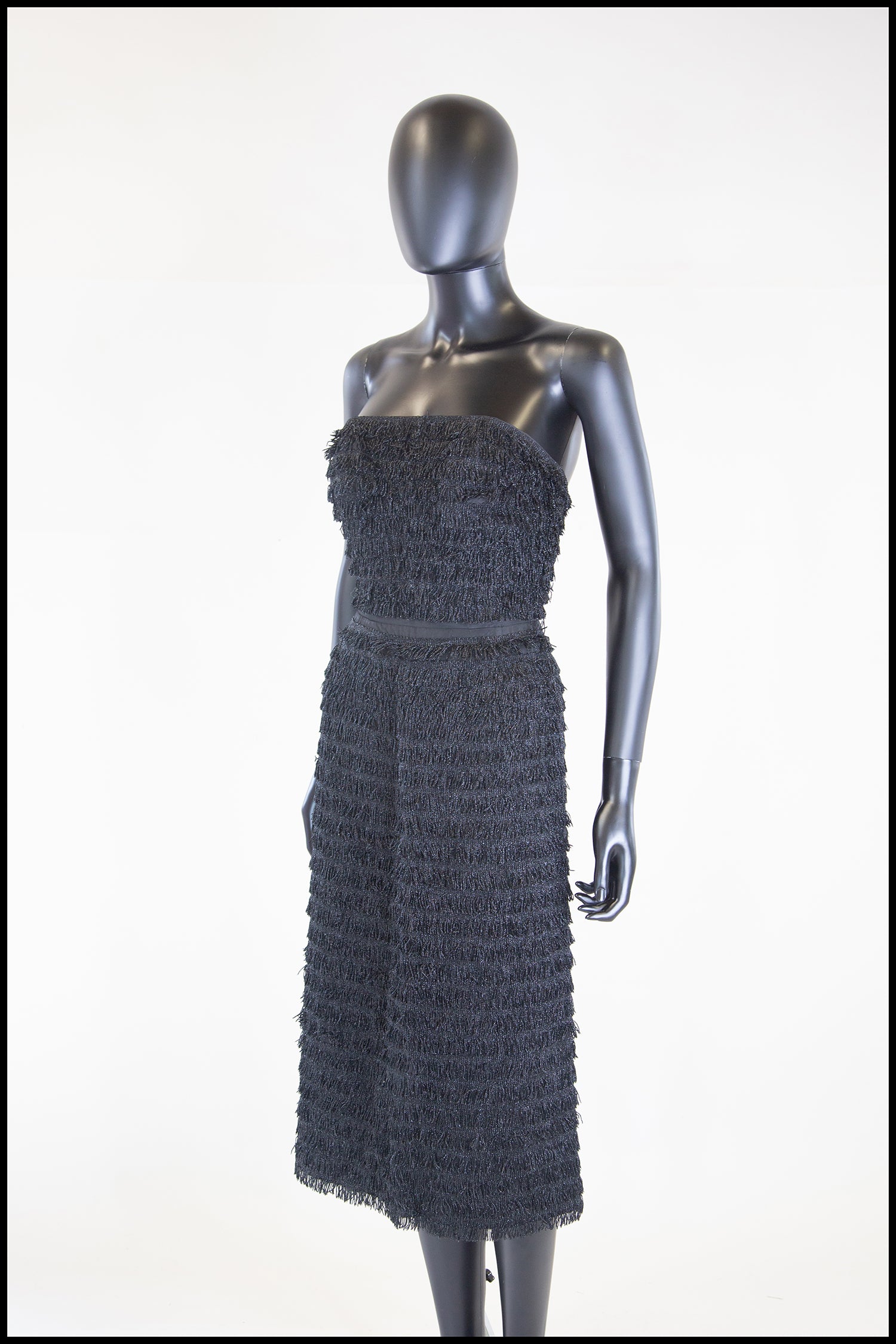 Vintage 1950s Black Fringed Cocktail Dress