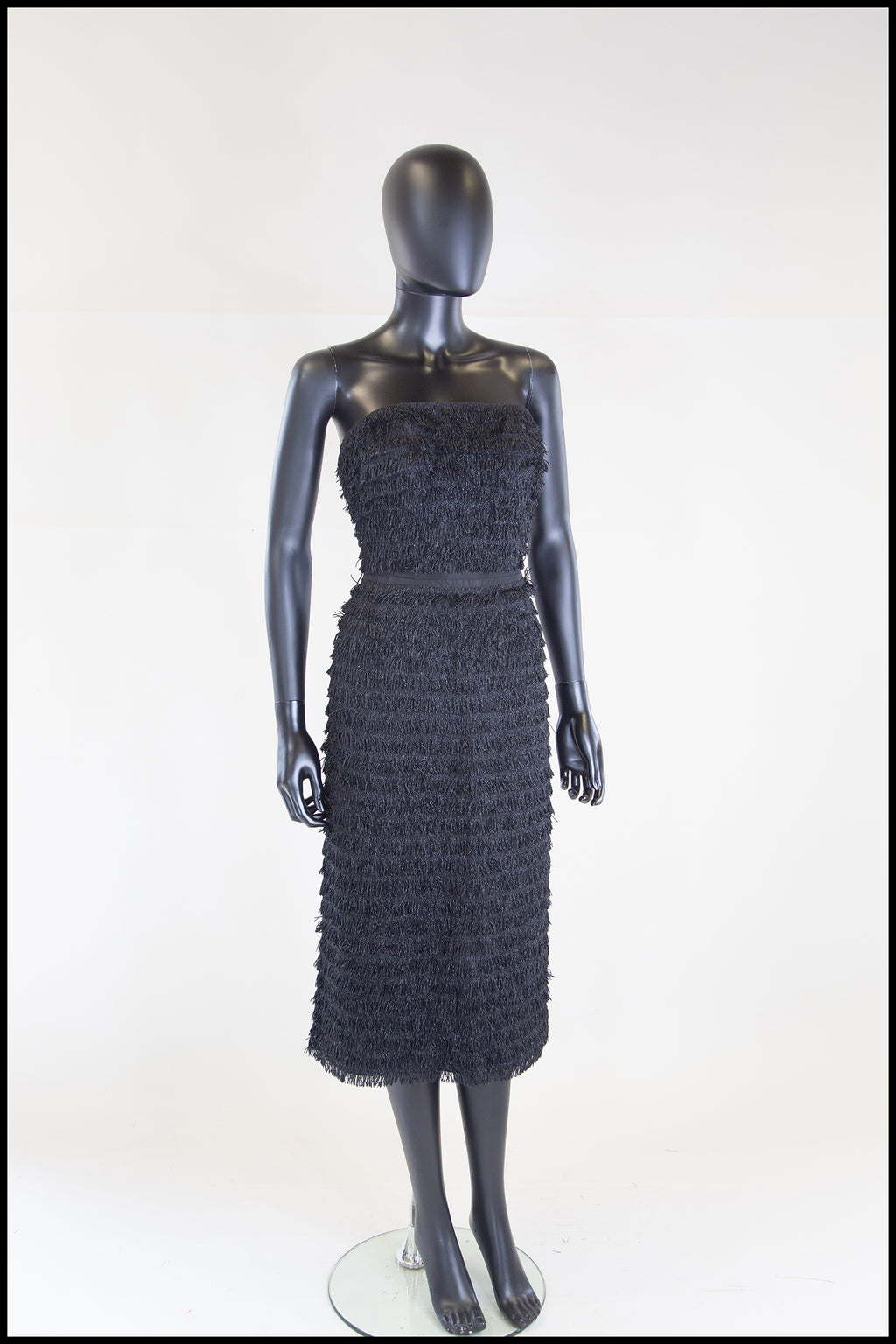 Vintage 1950s Black Fringed Cocktail Dress