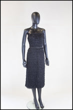 Vintage 1950s Black Fringed Cocktail Dress