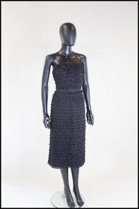 Vintage 1950s Black Fringed Cocktail Dress