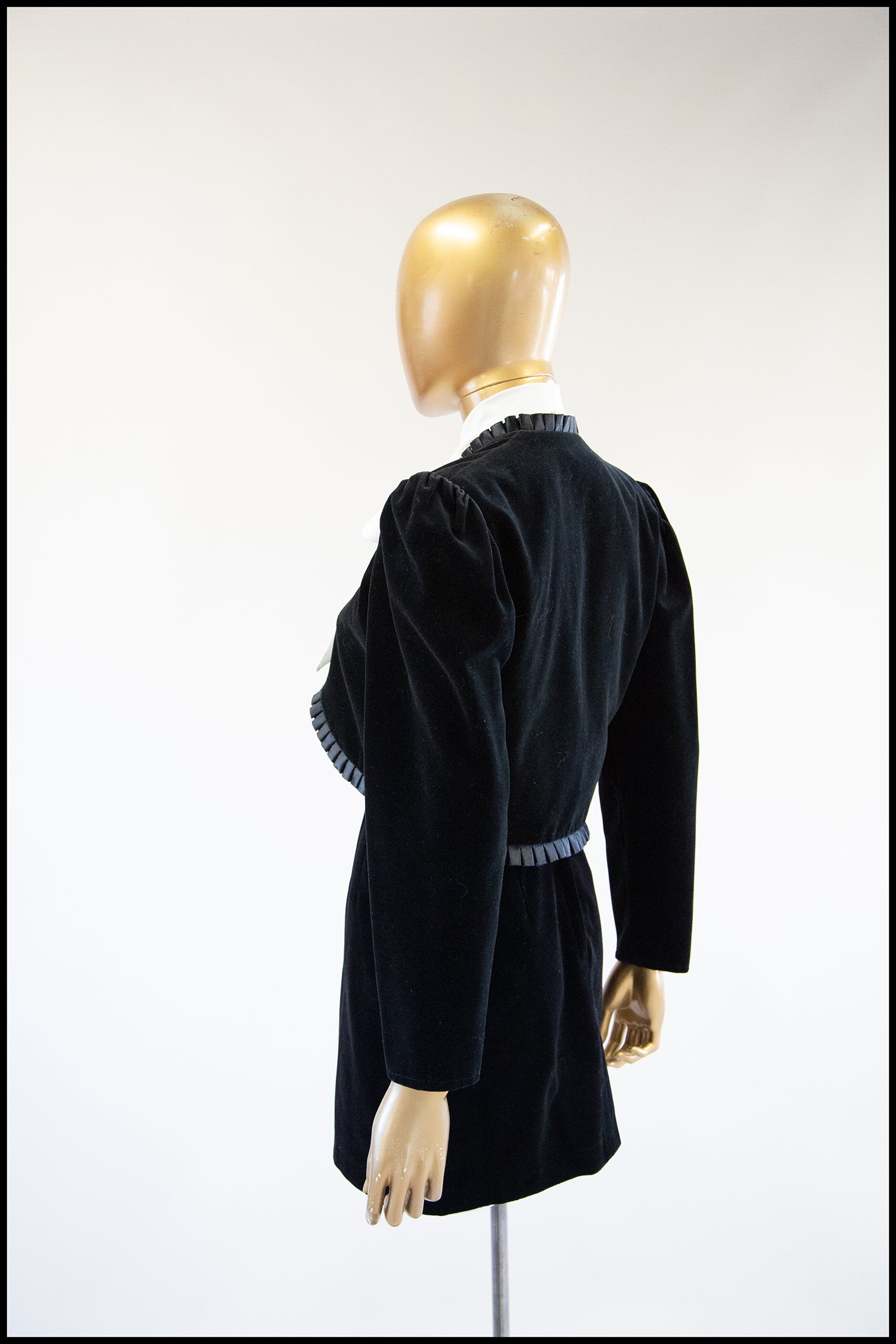 Vintage 1990s Black Velvet Mini Skirt Suit