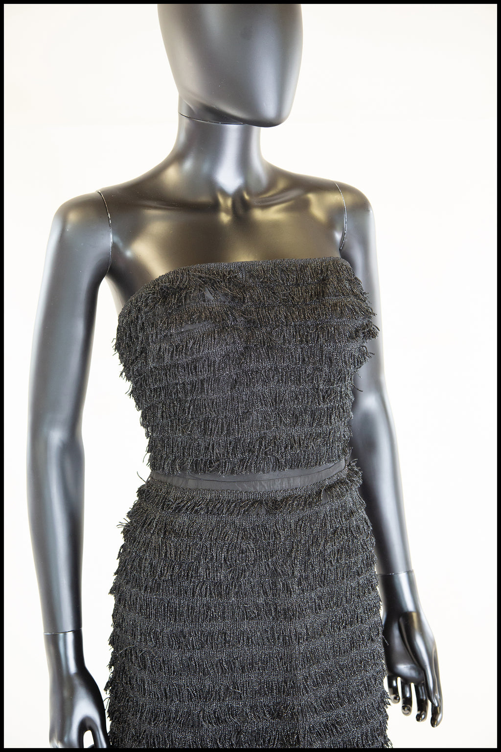 Vintage 1950s Black Fringed Cocktail Dress
