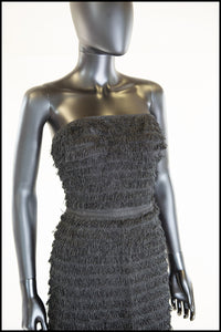 Vintage 1950s Black Fringed Cocktail Dress
