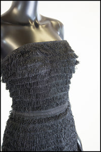 Vintage 1950s Black Fringed Cocktail Dress