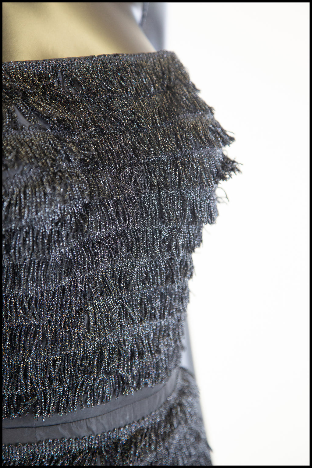 Vintage 1950s Black Fringed Cocktail Dress