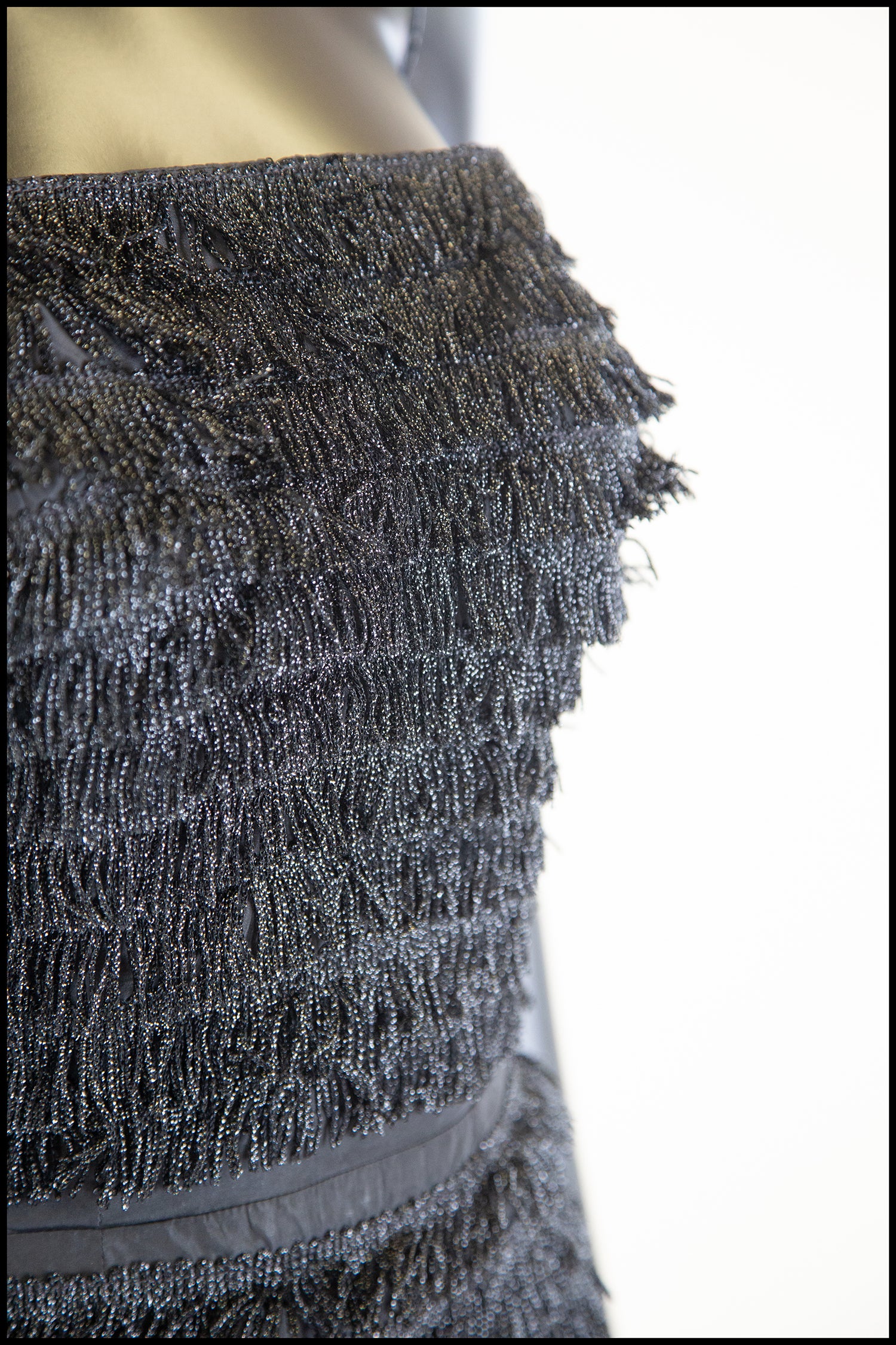 Vintage 1950s Black Fringed Cocktail Dress