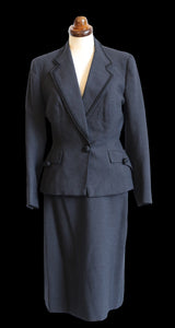 Vintage 1940s Grey Wool Skirt Suit