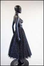 Vintage 1980s Polka Dot Chiffon Full Midi Skirt