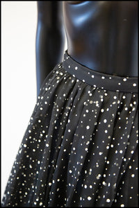 Vintage 1980s Polka Dot Chiffon Full Midi Skirt