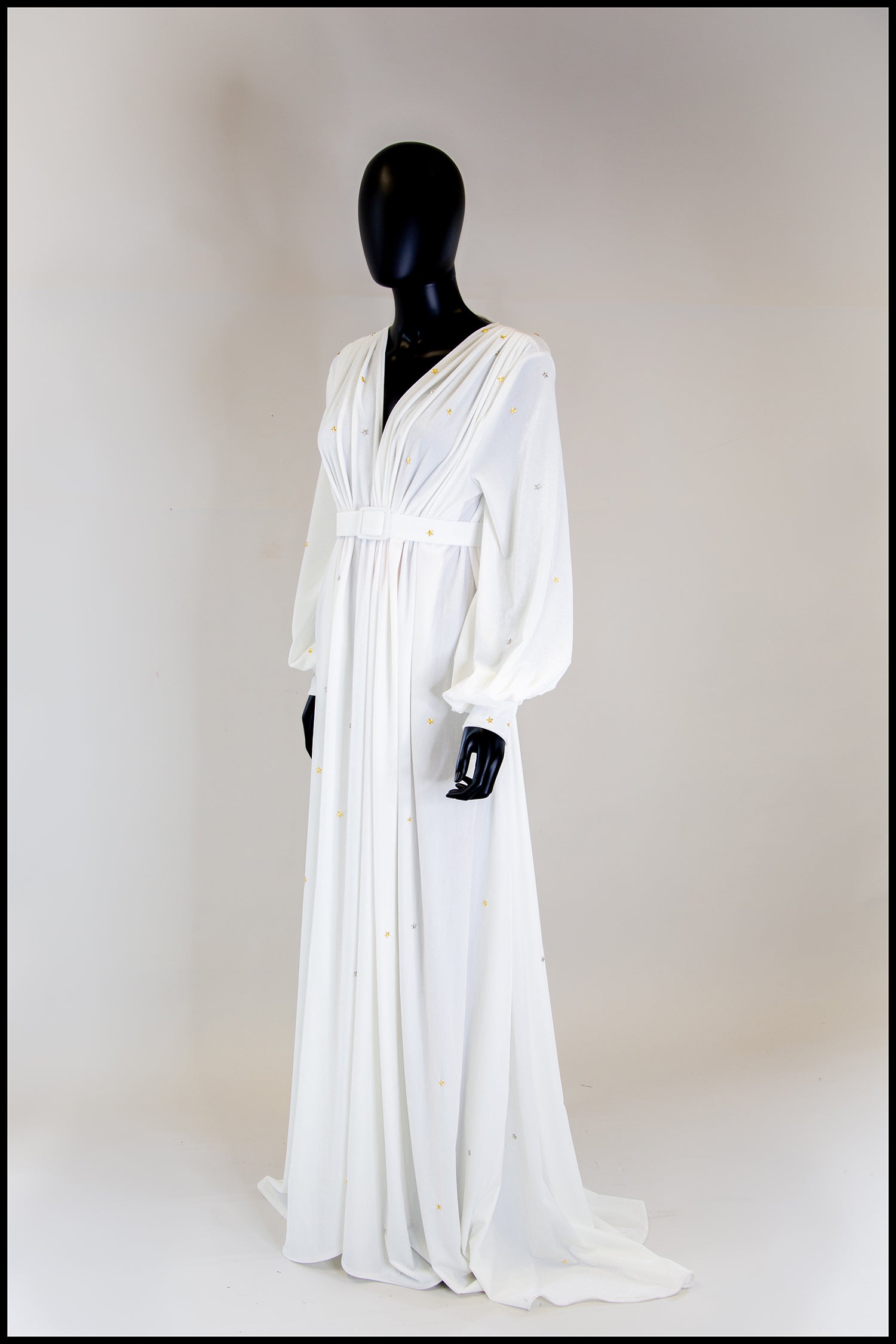 Vamp Star Studded Ivory Velvet Gown ALEXANDRAKING