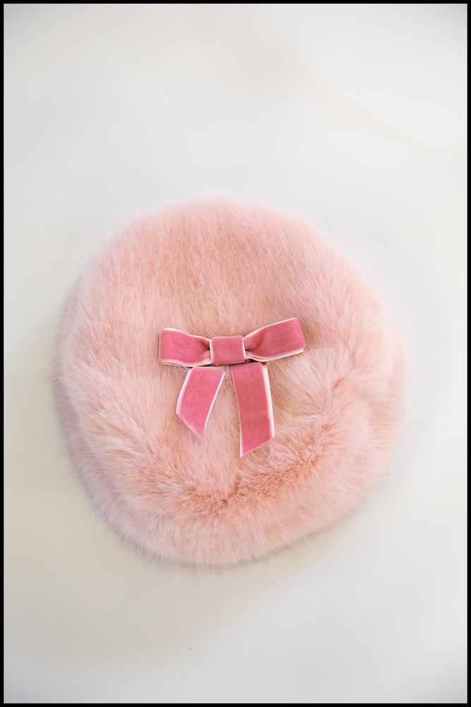 Pink Powder Puff Faux Fur Hat