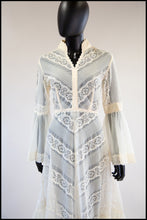 Reserved - Vintage 1970s Cream Nylon Lace Gown
