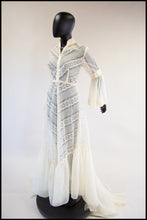 Reserved - Vintage 1970s Cream Nylon Lace Gown