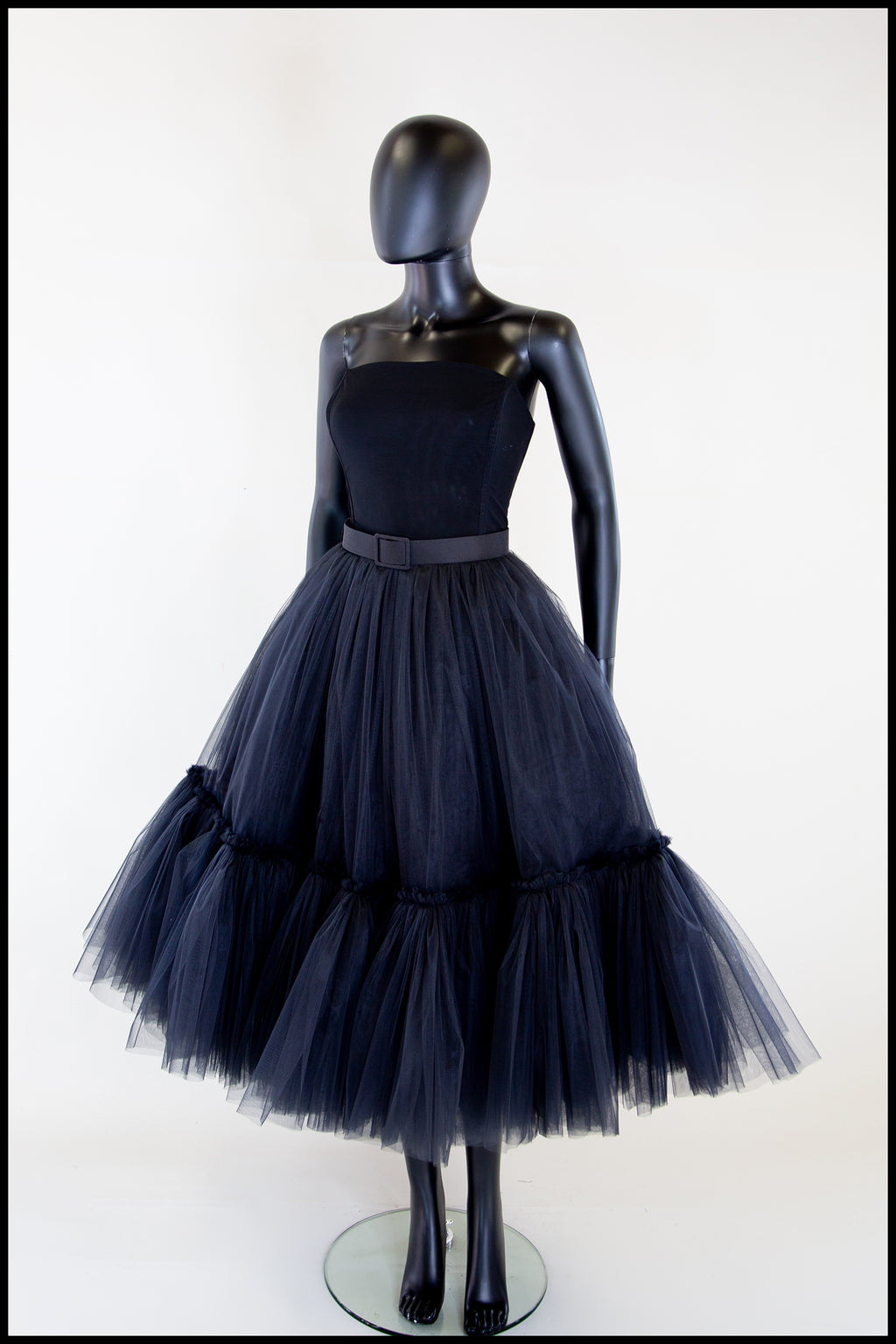 Ballerina - Black Tulle Tiered Midi Dress ALEXANDRA-KING Ballerina - Black Tulle Tiered Midi Dress ALEXANDRA-KING