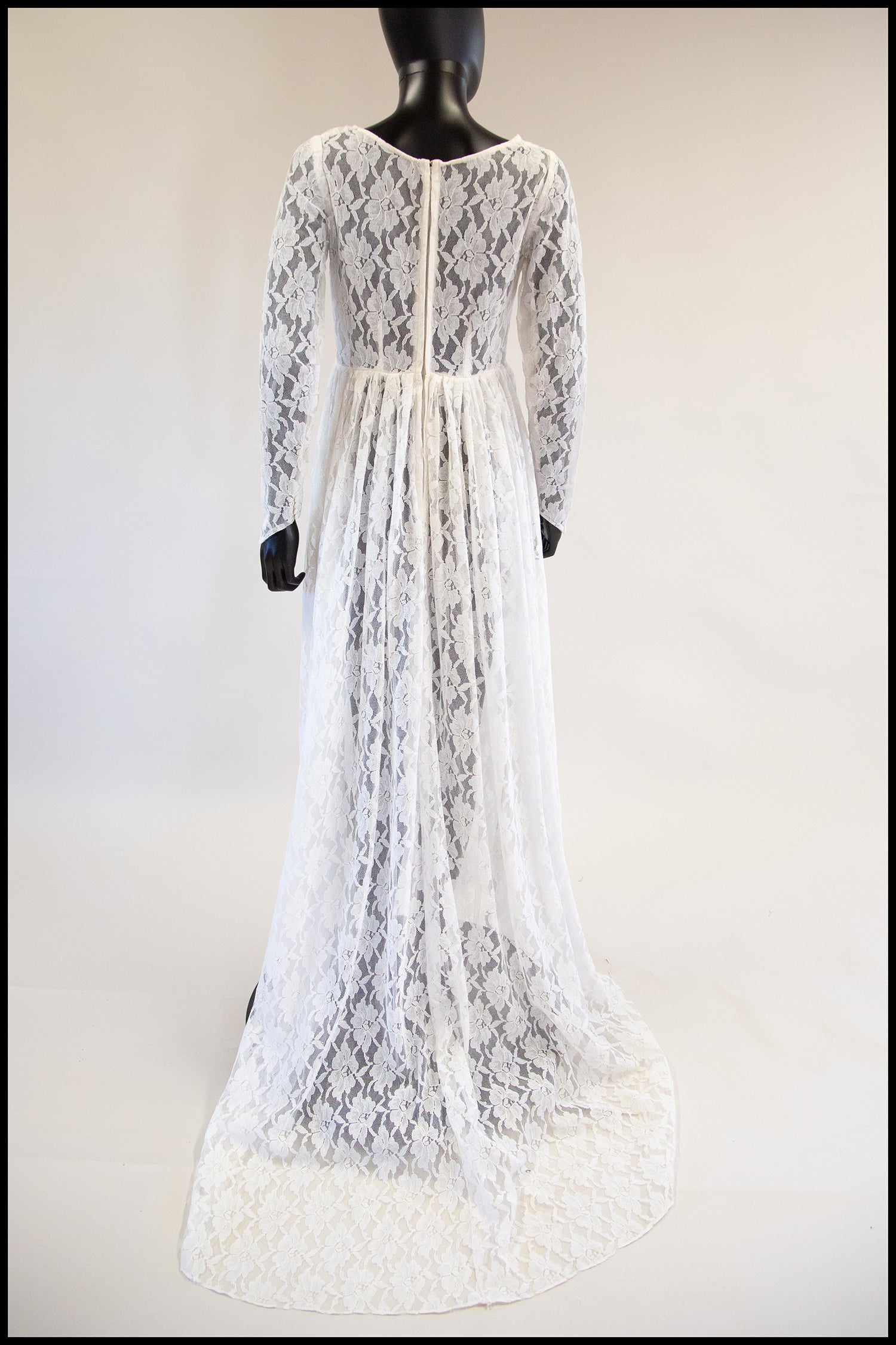 Vintage 1960s White Lace Sheer Gown ALEXANDRA-KING Vintage 1960s White Lace Sheer Gown ALEXANDRA-KING