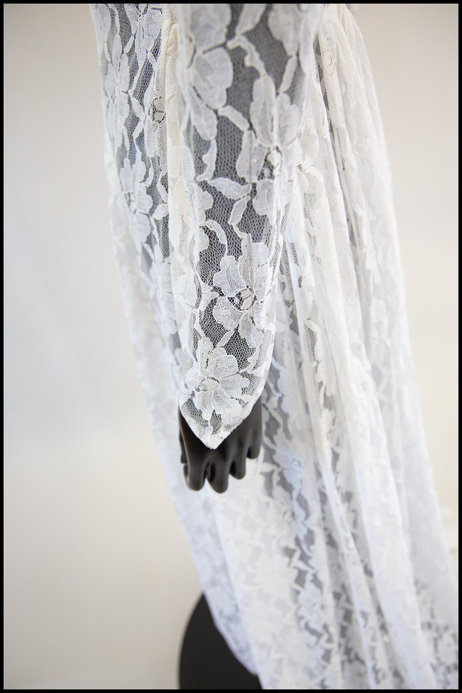 Vintage 1960s White Lace Sheer Gown  ALEXANDRA-KING