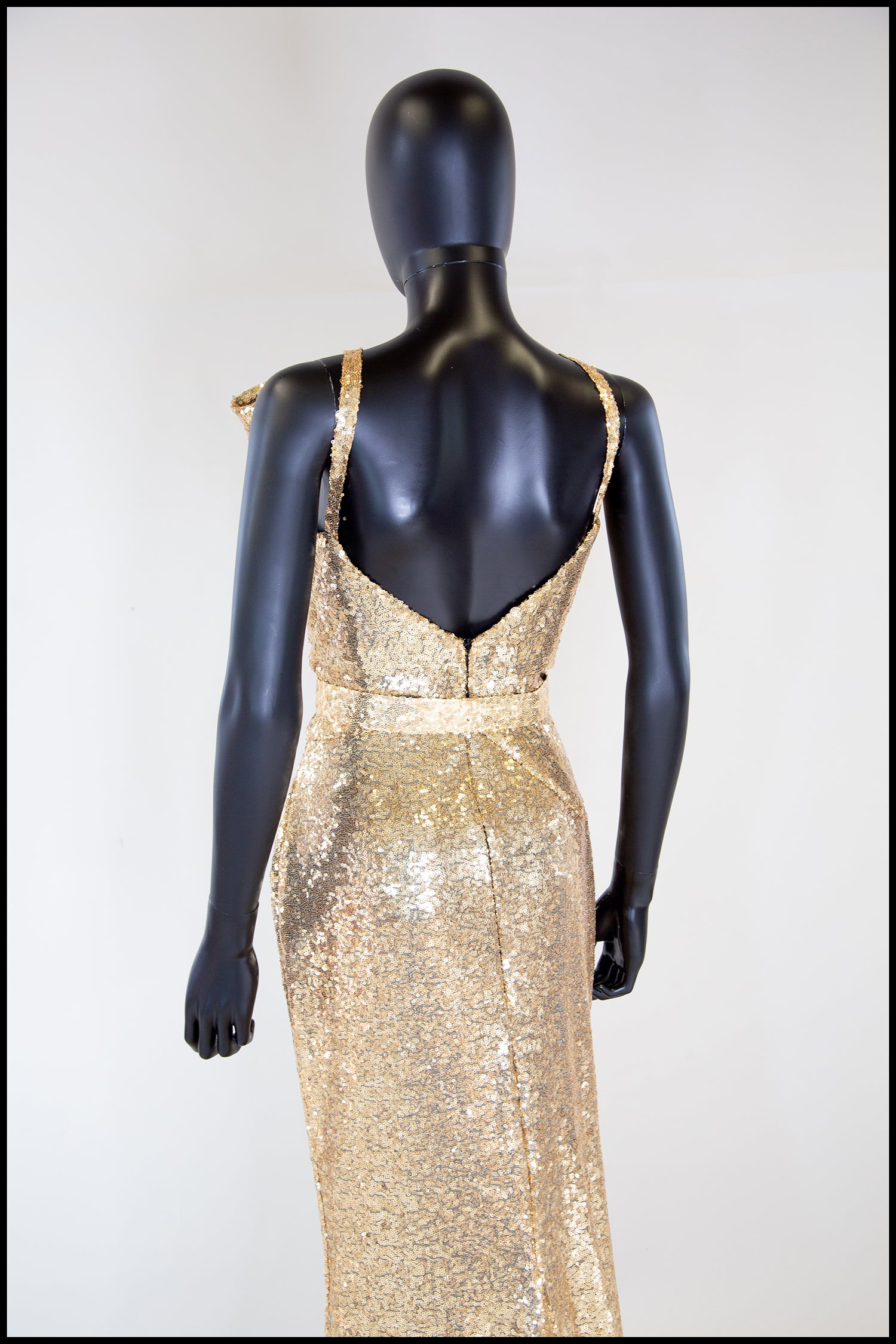 Hepburn K - Gold Sequin Old Hollywood Bow Gown