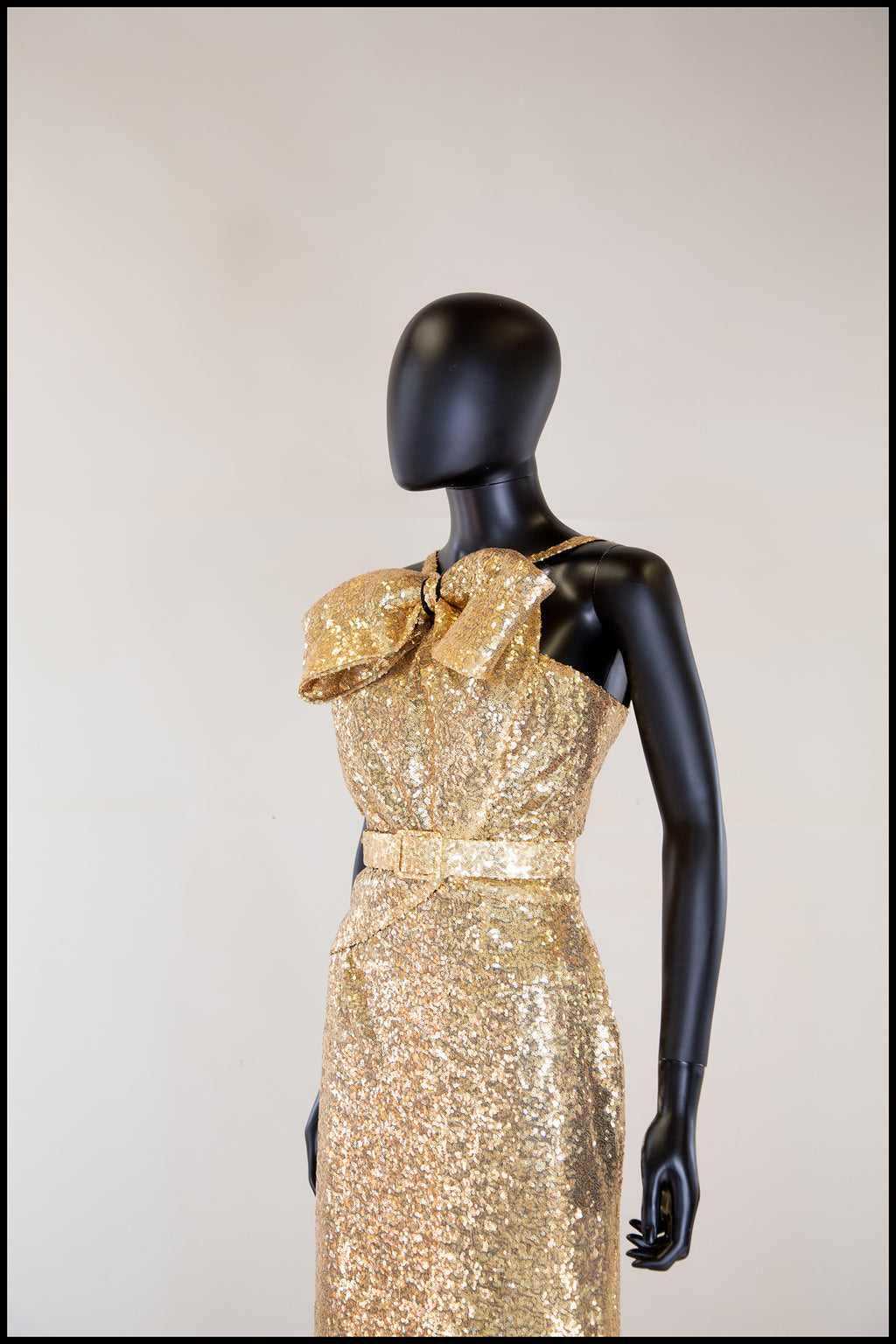 Hepburn K - Gold Sequin Old Hollywood Bow Gown