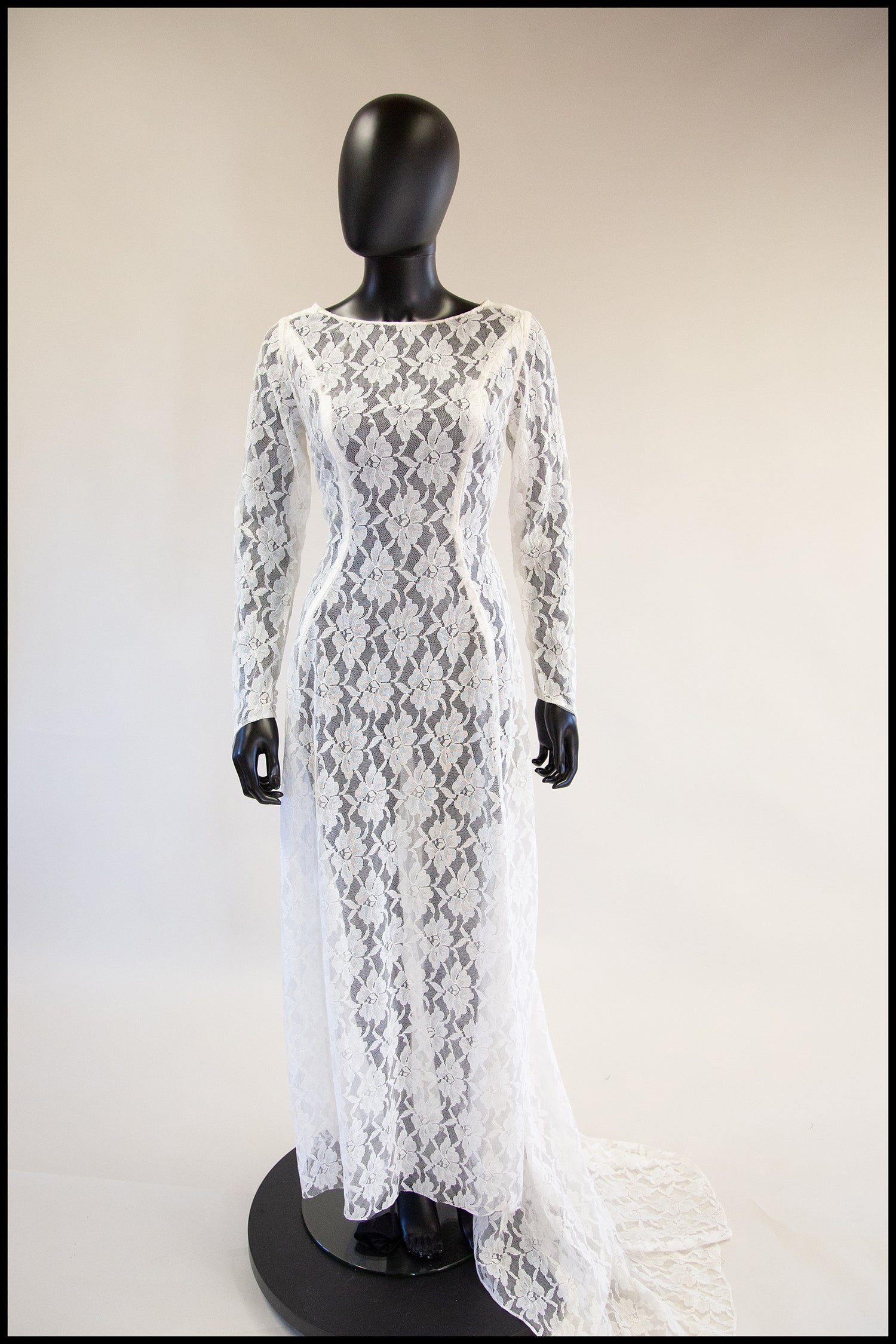Vintage 1960s White Lace Sheer Gown ALEXANDRA-KING Vintage 1960s White Lace Sheer Gown ALEXANDRA-KING